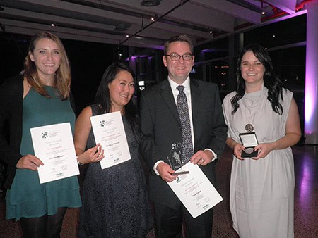 2016 Conference Prize Winners<br>[left-right] Jennifer Mallette, Christy Manusco, Brett Tipple and Felicity Koens 